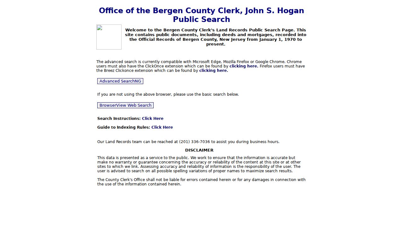 Garfield residents directory Bergen land records public search