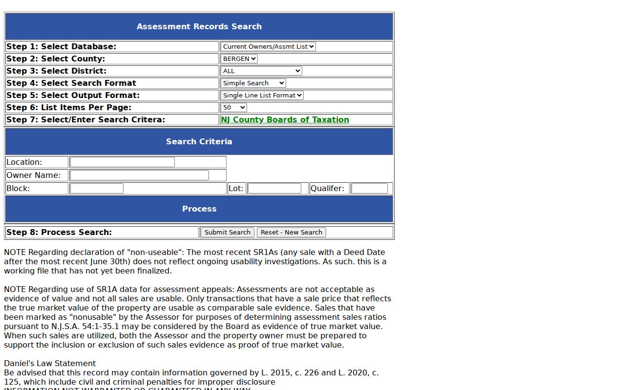 Garfield residents directory assessment search fields