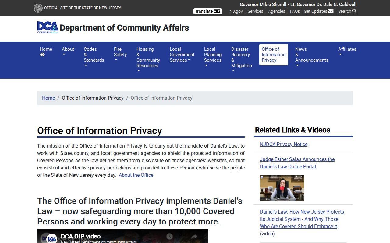 Garfield residents directory Daniel's Law privacy information