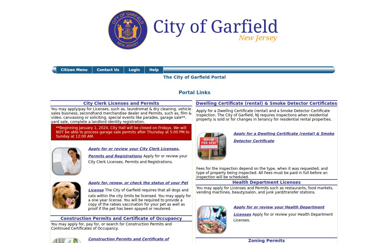 Garfield street directory FastTrack permits portal
