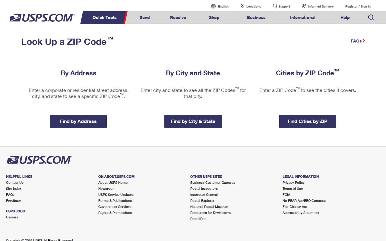 Garfield ZIP code directory USPS lookup modes